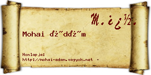 Mohai Ádám névjegykártya