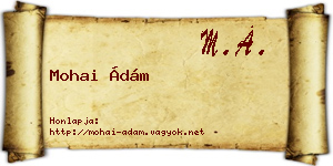 Mohai Ádám névjegykártya